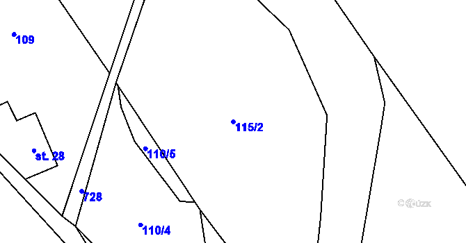 Parcela st. 115/2 v KÚ Dolní Hedeč, Katastrální mapa