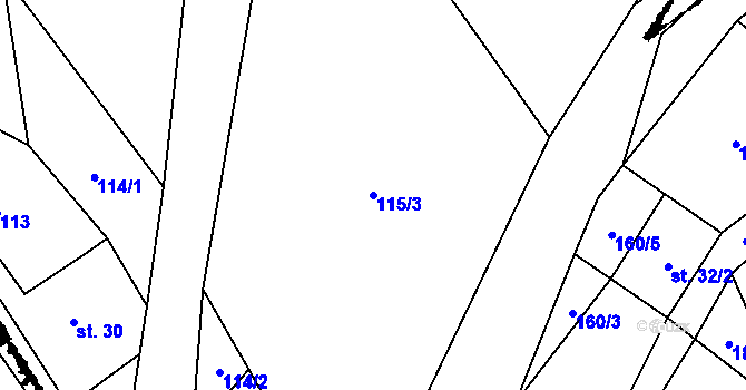 Parcela st. 115/3 v KÚ Dolní Hedeč, Katastrální mapa