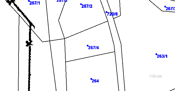 Parcela st. 257/4 v KÚ Dolní Hedeč, Katastrální mapa