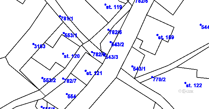 Parcela st. 543/3 v KÚ Dolní Hedeč, Katastrální mapa