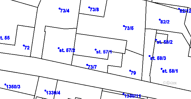 Parcela st. 57/1 v KÚ Králíky, Katastrální mapa