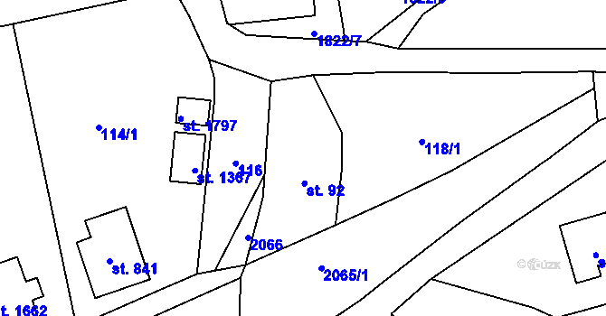 Parcela st. 92 v KÚ Králíky, Katastrální mapa