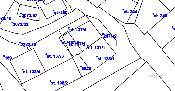 Parcela st. 137/1 v KÚ Králíky, Katastrální mapa