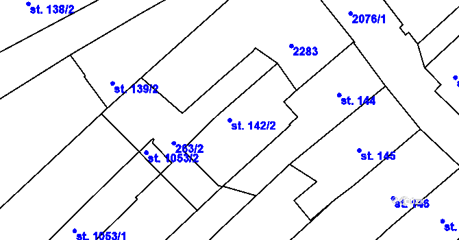 Parcela st. 142/2 v KÚ Králíky, Katastrální mapa