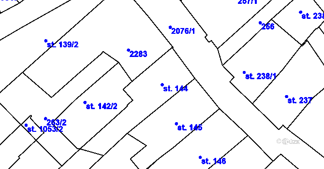 Parcela st. 144 v KÚ Králíky, Katastrální mapa
