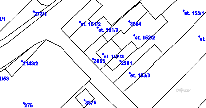 Parcela st. 152/3 v KÚ Králíky, Katastrální mapa