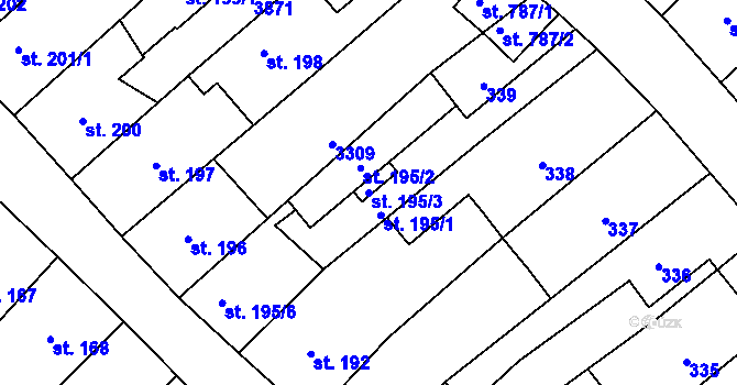 Parcela st. 195/3 v KÚ Králíky, Katastrální mapa