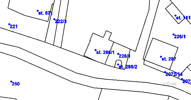 Parcela st. 286/1 v KÚ Králíky, Katastrální mapa