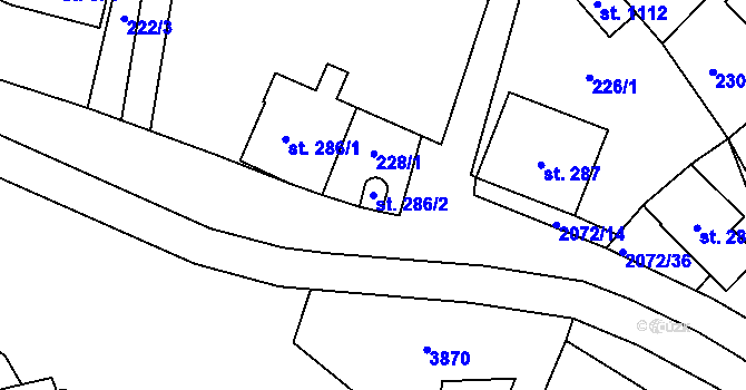 Parcela st. 286/2 v KÚ Králíky, Katastrální mapa