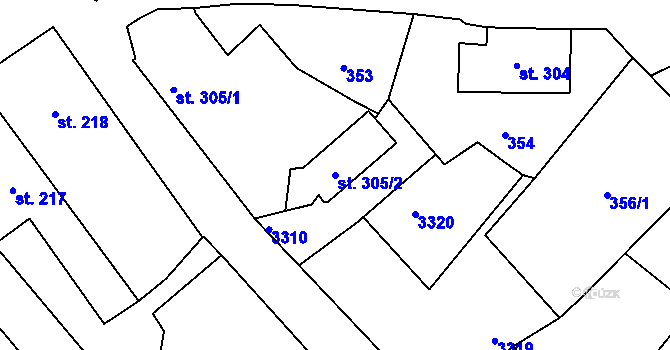 Parcela st. 305/2 v KÚ Králíky, Katastrální mapa