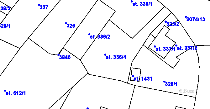 Parcela st. 336/4 v KÚ Králíky, Katastrální mapa