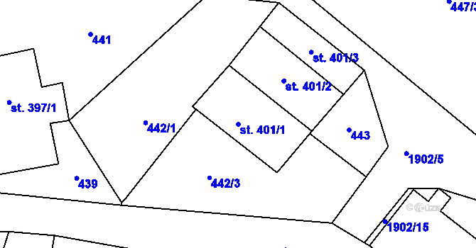 Parcela st. 401/1 v KÚ Králíky, Katastrální mapa