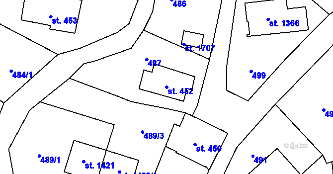 Parcela st. 452 v KÚ Králíky, Katastrální mapa