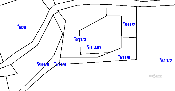 Parcela st. 467 v KÚ Králíky, Katastrální mapa