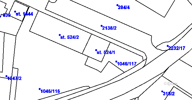 Parcela st. 524/1 v KÚ Králíky, Katastrální mapa