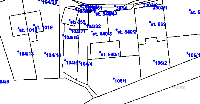 Parcela st. 540/1 v KÚ Králíky, Katastrální mapa