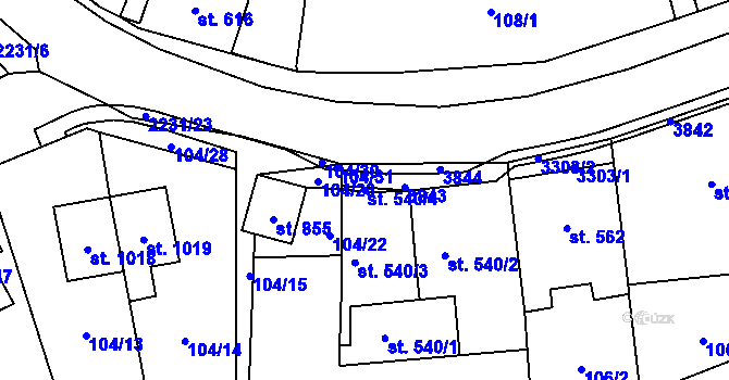 Parcela st. 540/4 v KÚ Králíky, Katastrální mapa