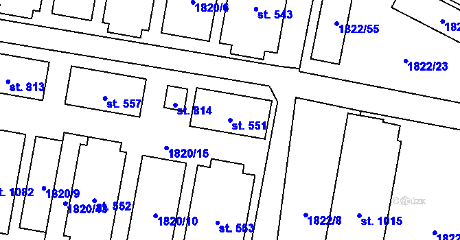 Parcela st. 551 v KÚ Králíky, Katastrální mapa