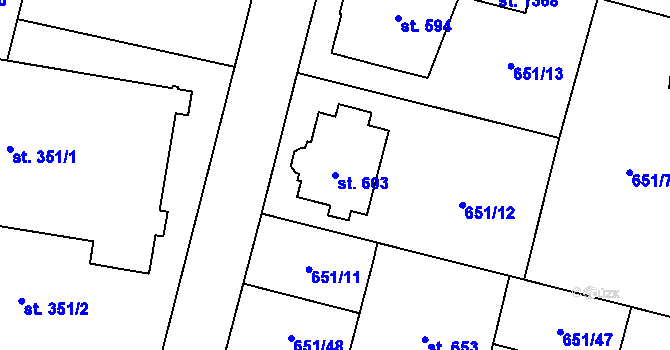 Parcela st. 603 v KÚ Králíky, Katastrální mapa