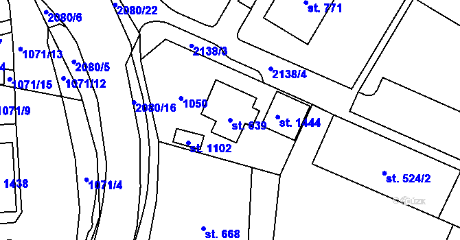 Parcela st. 639 v KÚ Králíky, Katastrální mapa