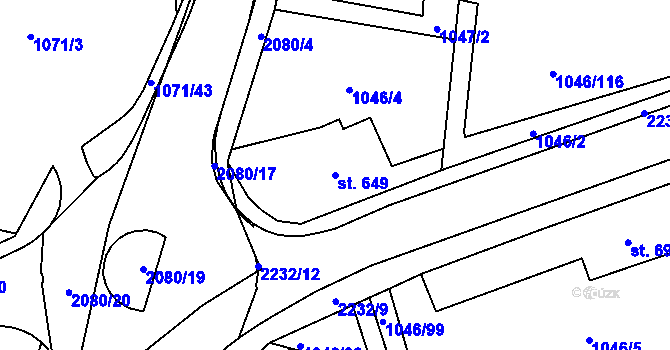 Parcela st. 649 v KÚ Králíky, Katastrální mapa