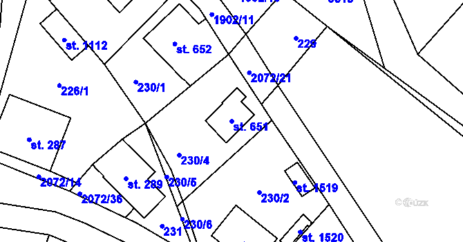 Parcela st. 651 v KÚ Králíky, Katastrální mapa