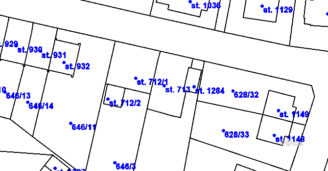 Parcela st. 713 v KÚ Králíky, Katastrální mapa