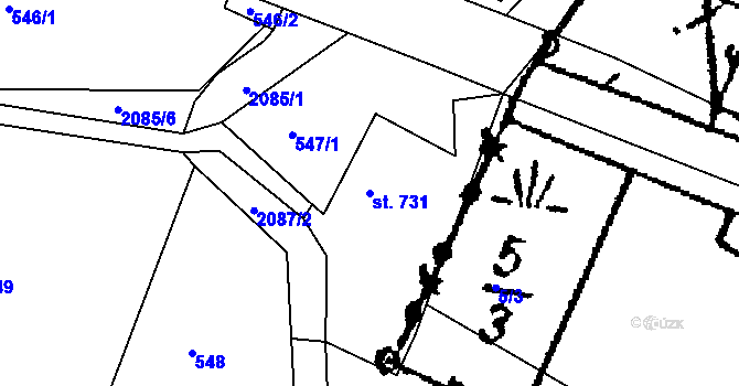 Parcela st. 731 v KÚ Králíky, Katastrální mapa