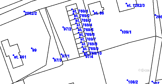 Parcela st. 769/8 v KÚ Králíky, Katastrální mapa