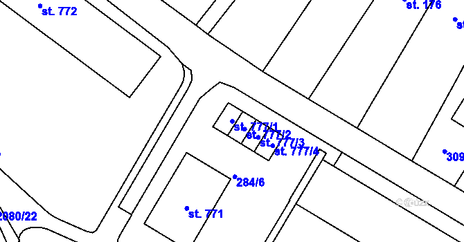 Parcela st. 777/1 v KÚ Králíky, Katastrální mapa
