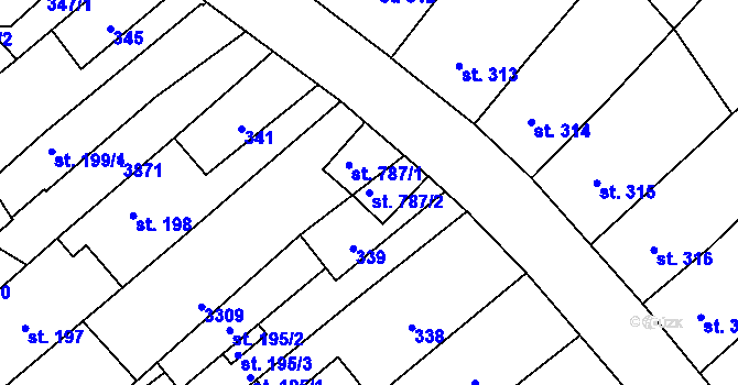 Parcela st. 787/2 v KÚ Králíky, Katastrální mapa
