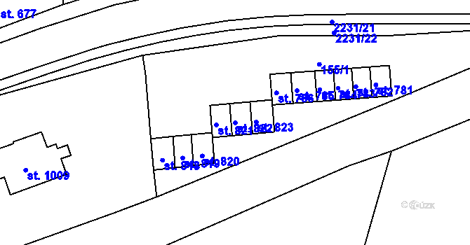 Parcela st. 822 v KÚ Králíky, Katastrální mapa