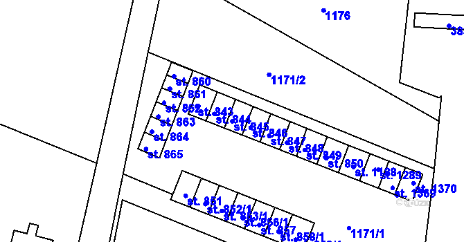 Parcela st. 845 v KÚ Králíky, Katastrální mapa