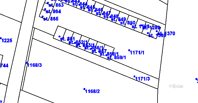 Parcela st. 858/1 v KÚ Králíky, Katastrální mapa