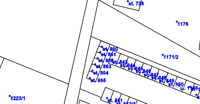 Parcela st. 861 v KÚ Králíky, Katastrální mapa