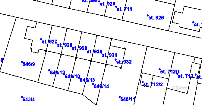Parcela st. 931 v KÚ Králíky, Katastrální mapa