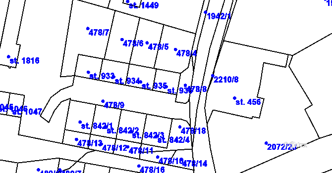 Parcela st. 936 v KÚ Králíky, Katastrální mapa