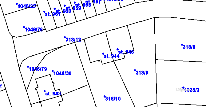 Parcela st. 944 v KÚ Králíky, Katastrální mapa