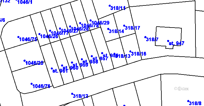 Parcela st. 956 v KÚ Králíky, Katastrální mapa
