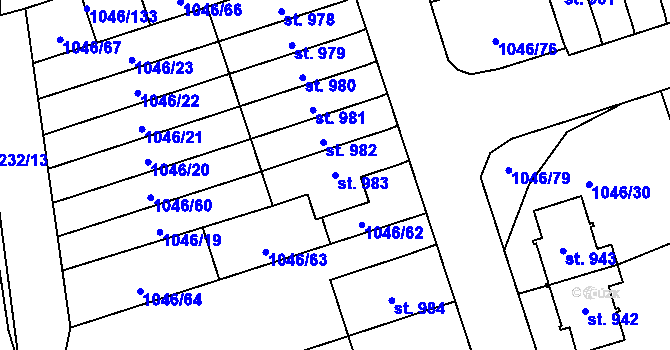 Parcela st. 983 v KÚ Králíky, Katastrální mapa