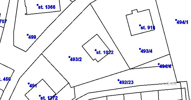 Parcela st. 1022 v KÚ Králíky, Katastrální mapa