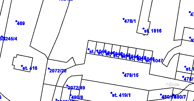 Parcela st. 1041 v KÚ Králíky, Katastrální mapa