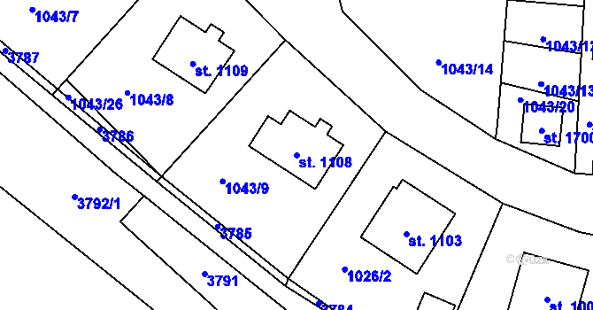 Parcela st. 1108 v KÚ Králíky, Katastrální mapa