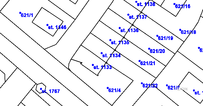 Parcela st. 1134 v KÚ Králíky, Katastrální mapa