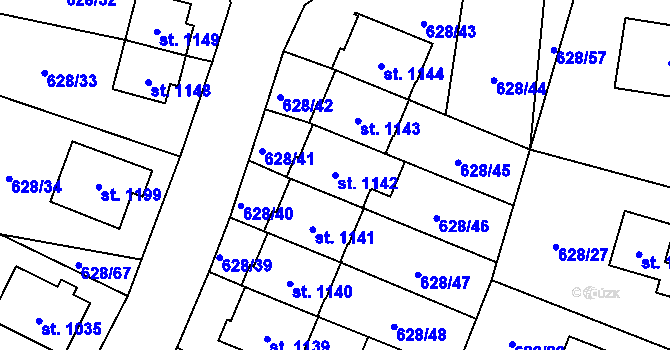 Parcela st. 1142 v KÚ Králíky, Katastrální mapa
