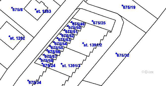 Parcela st. 1391/2 v KÚ Králíky, Katastrální mapa