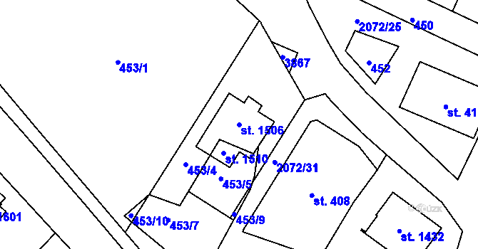 Parcela st. 1506 v KÚ Králíky, Katastrální mapa