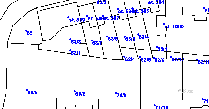 Parcela st. 62/3 v KÚ Králíky, Katastrální mapa