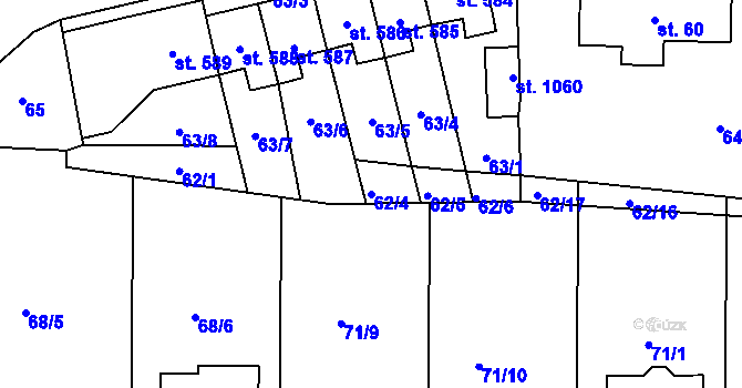 Parcela st. 62/4 v KÚ Králíky, Katastrální mapa