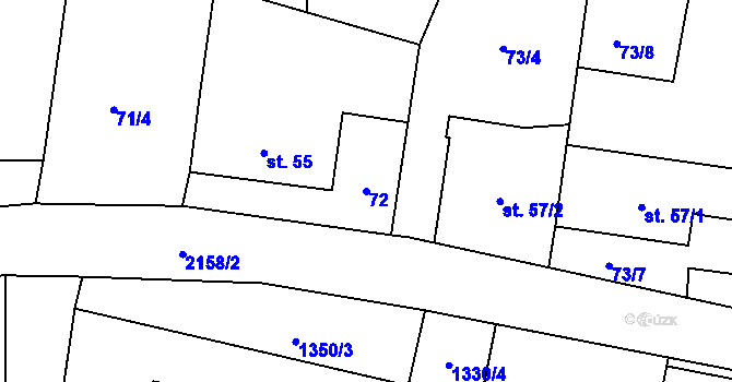 Parcela st. 72 v KÚ Králíky, Katastrální mapa